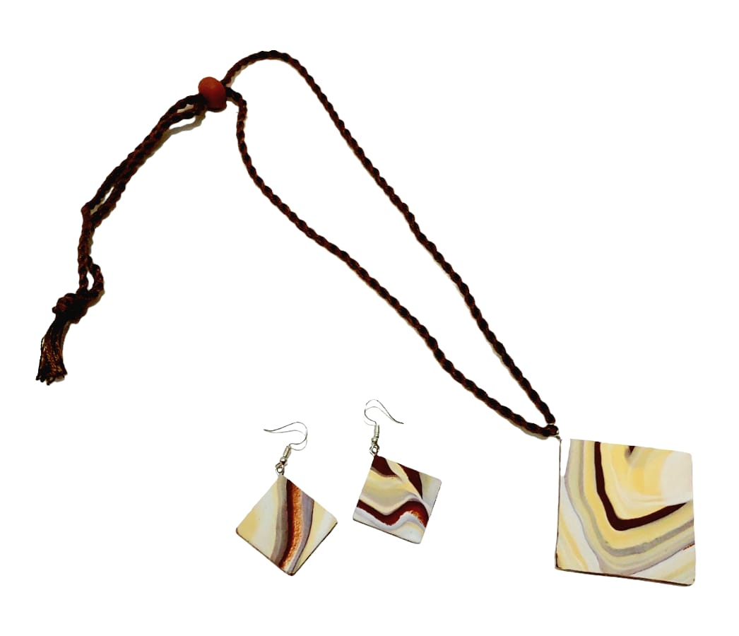 Purely Handmade Clay Jewellery Sets (Marble Design) for Women & Girls