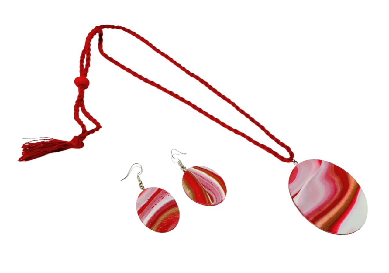 Purely Handmade Clay Jewellery Sets (Marble Design) for Women & Girls