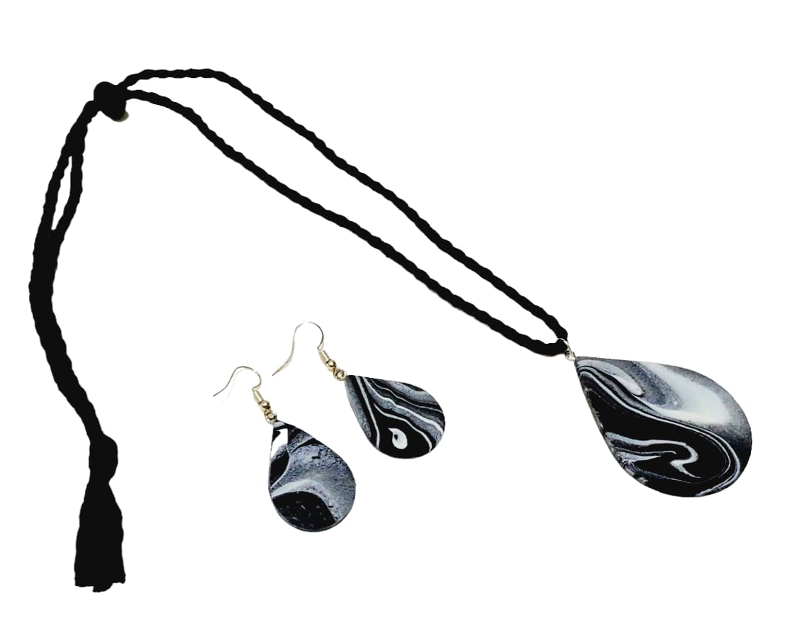 Purely Handmade Clay Jewellery Sets (Marble Design) for Women & Girls