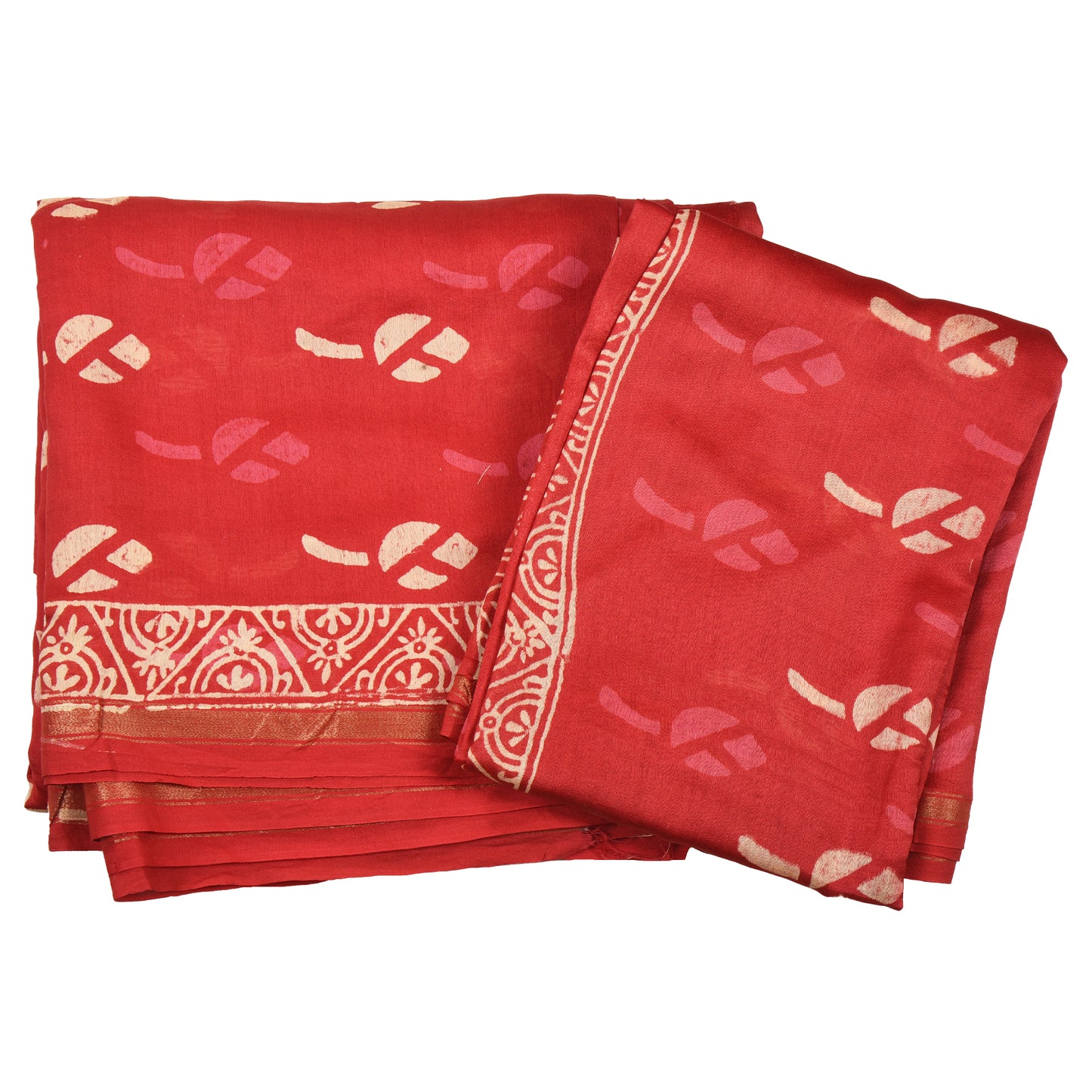 Purely Hand Block Printed Chanderi Silk By Cotton Suit Pieces For Women & Girls