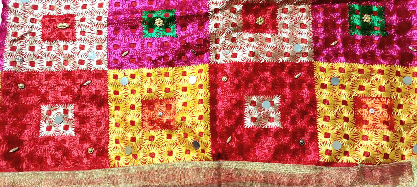 Phulkari Embroidered Chinon Dupatta