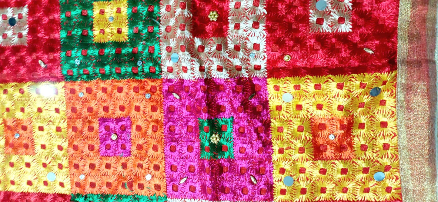 Phulkari Embroidered Chinon Dupatta