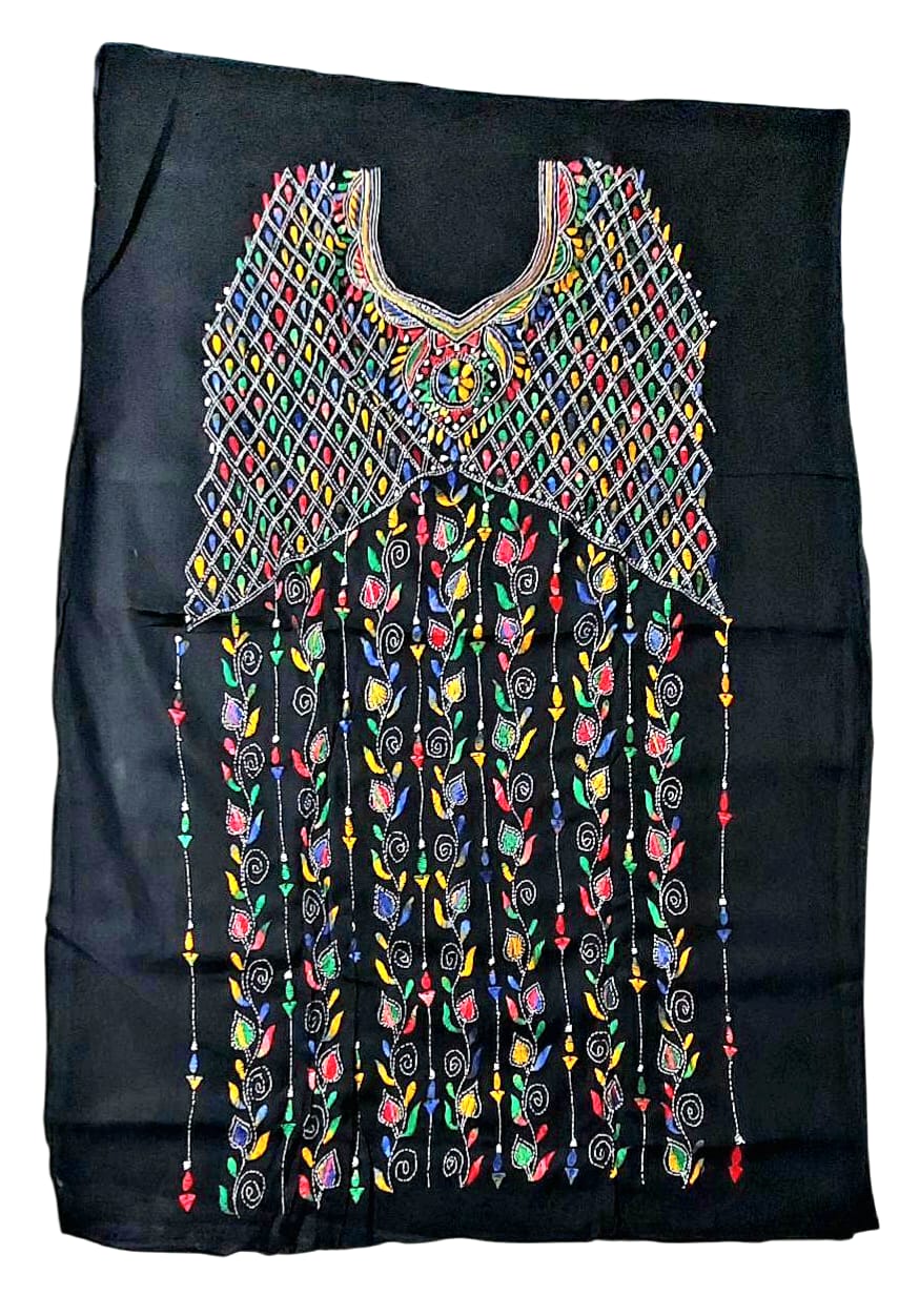 Purely Hand Embroidered Kantha Work Premium Pure Cotton Suit (3) Piece (Unstitched)