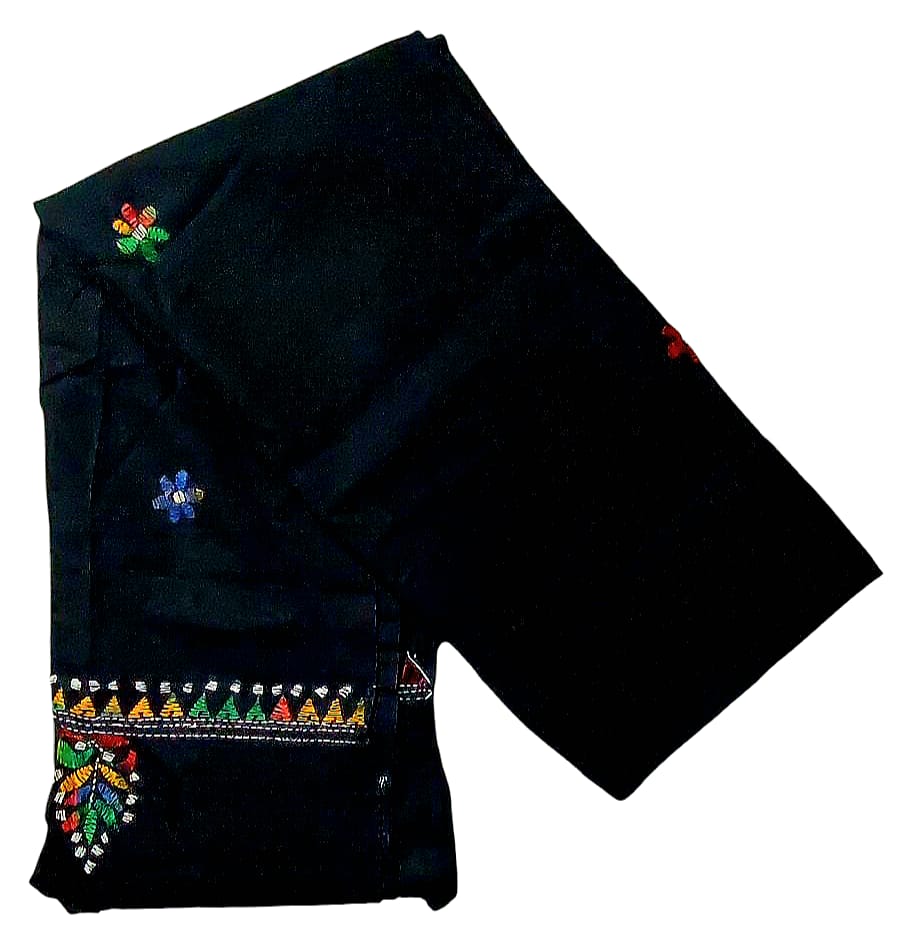 Purely Hand Embroidered Kantha Work Premium Pure Cotton Suit (3) Piece (Unstitched)