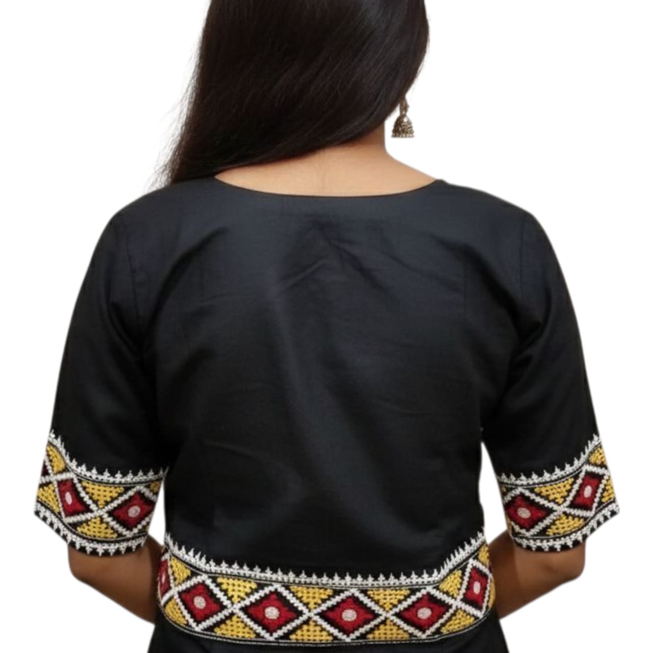 Hand Embroidered Gujarati Stitch Blouse Piece for Women & Girls