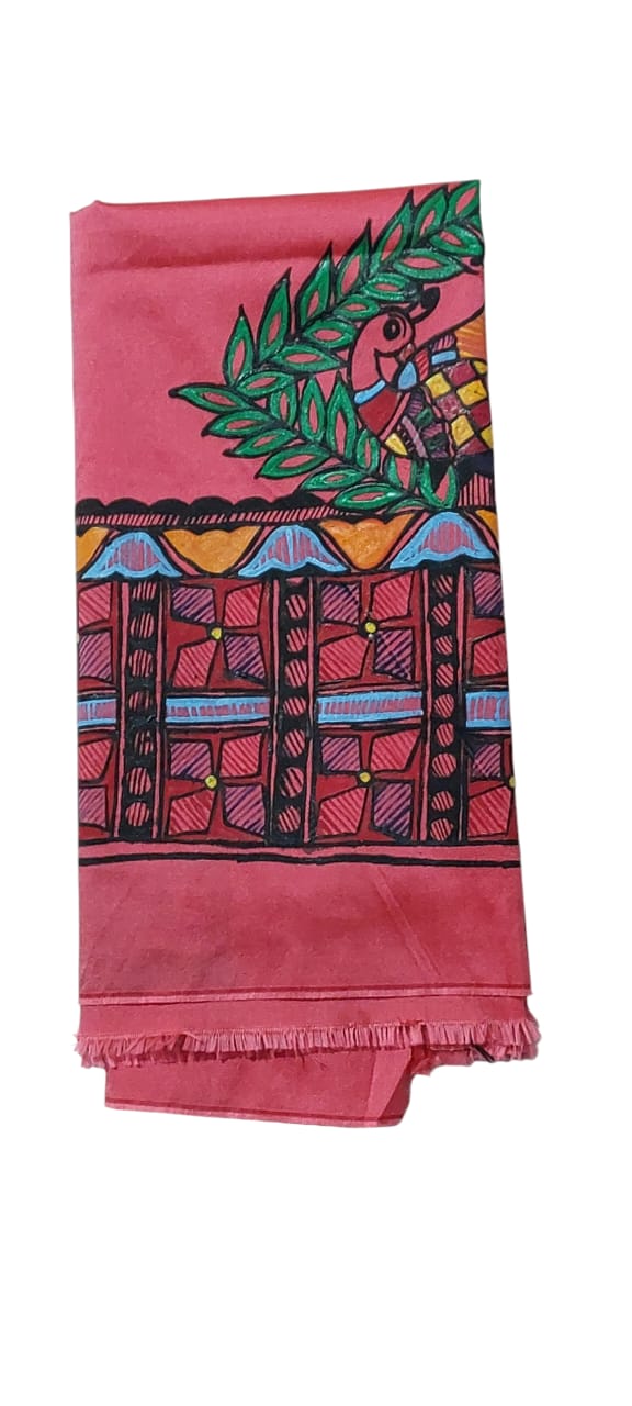 Fash Weave Cotton Silk Madhubani Hand-Painted Blouse Pieces for Women & Girls | Elegant Artisanal Designs Combining Traditional Craftsmanship and Modern Fashion