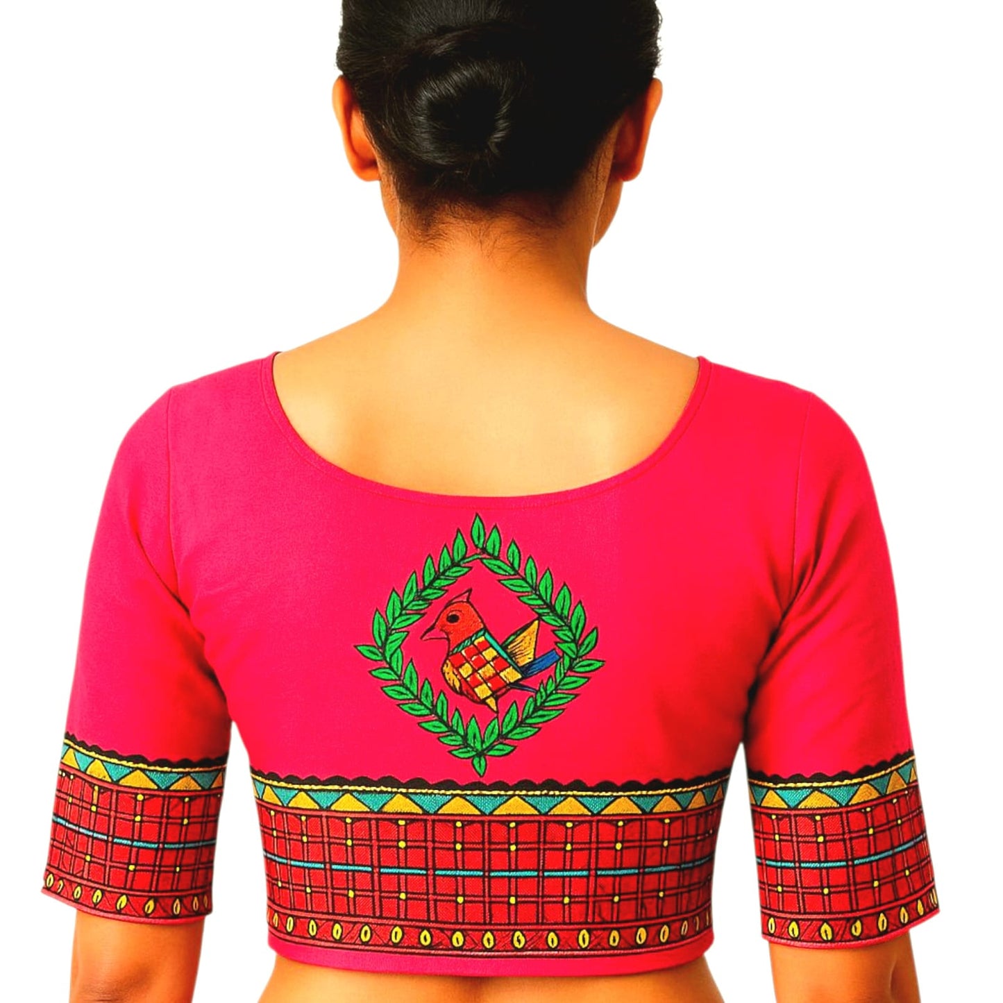 Fash Weave Cotton Silk Madhubani Hand-Painted Blouse Pieces for Women & Girls | Elegant Artisanal Designs Combining Traditional Craftsmanship and Modern Fashion