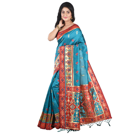 Purely Handwoven Cotton By Silk Handloom Saree