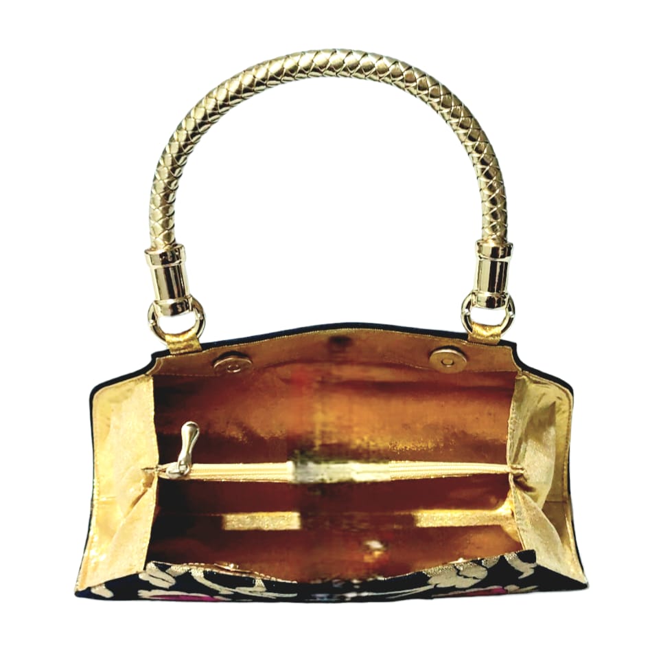 Paithani Zari and Meenakari work Clutch bag for Women