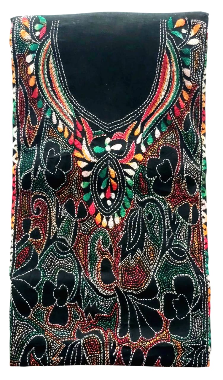 Purely Hand Embroidered Kantha Work Premium Pure Cotton Suit (3) Piece (Unstitched)