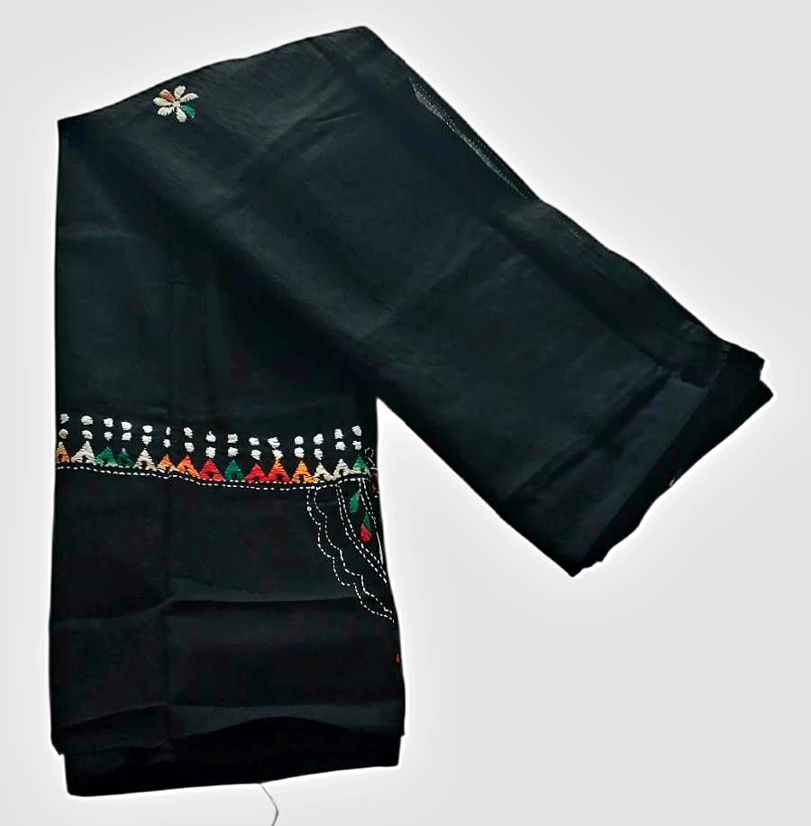 Purely Hand Embroidered Kantha Work Premium Pure Cotton Suit (3) Piece (Unstitched)