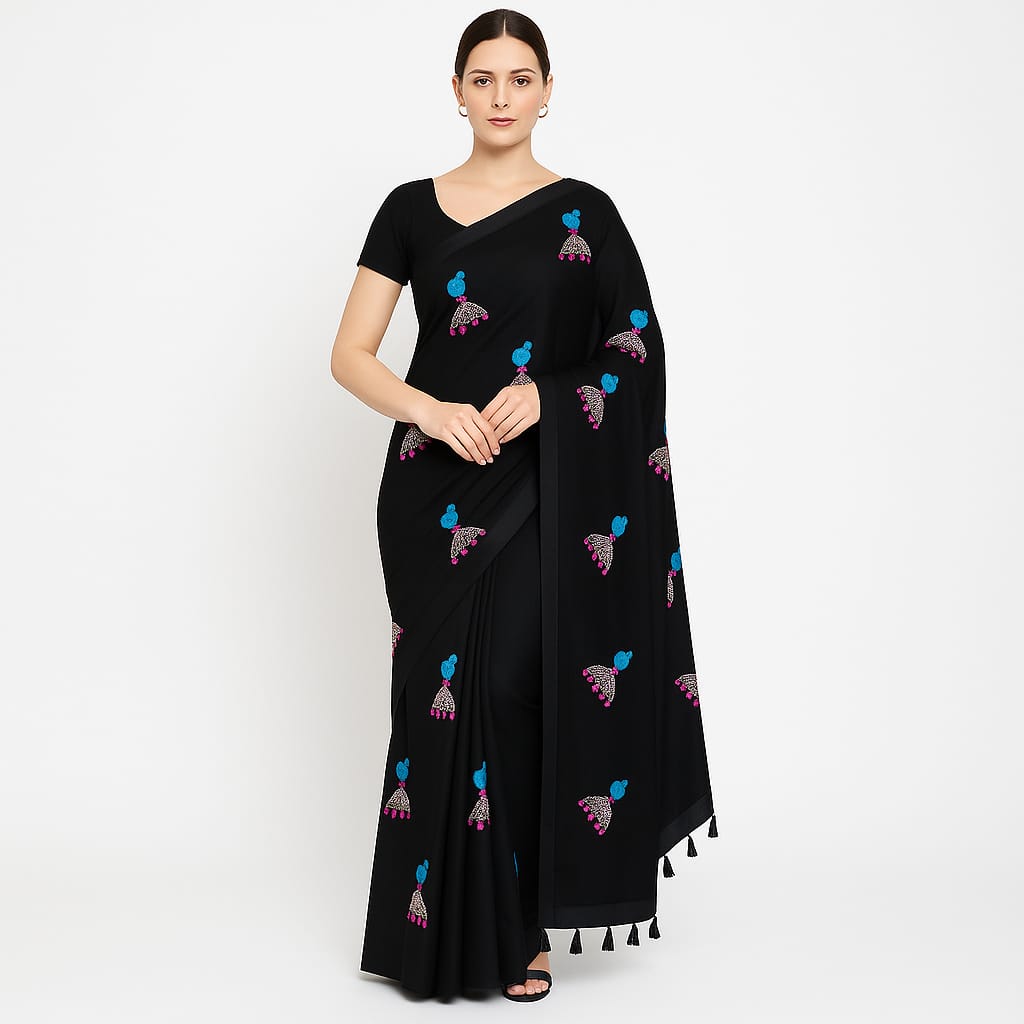 Soft Lightweight Pure Cotton Embroidered Sarees