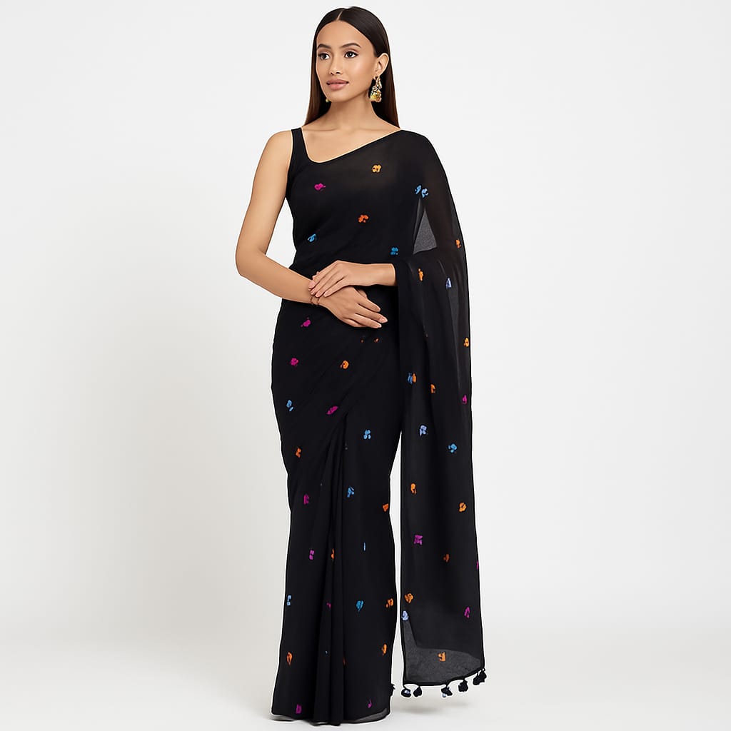 Soft Lightweight Floral Embroidered Sarees