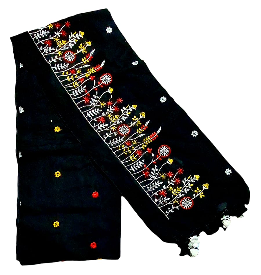 Fash Weave Khadi Embroidered Saree for Women and Girls | A Timeless Fusion of Traditional Craftsmanship and Contemporary Elegance, Perfect for Every Special Occasion