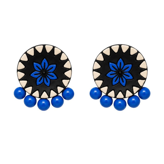 Lightweight Round Shaped Terracotta Stud Earrings