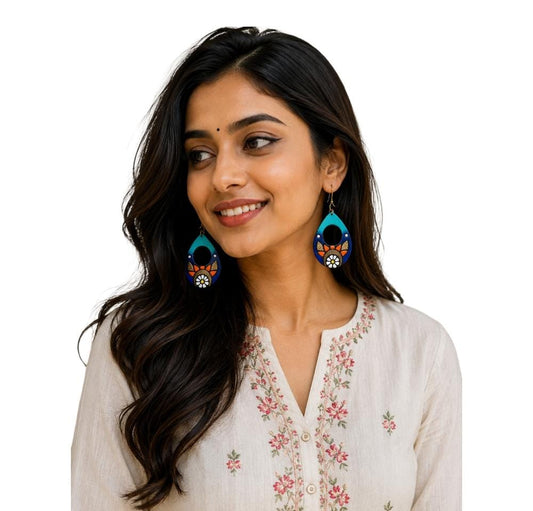 Lightweight Handmade Teardrop Shaped Terracotta Earrings (Dangler)