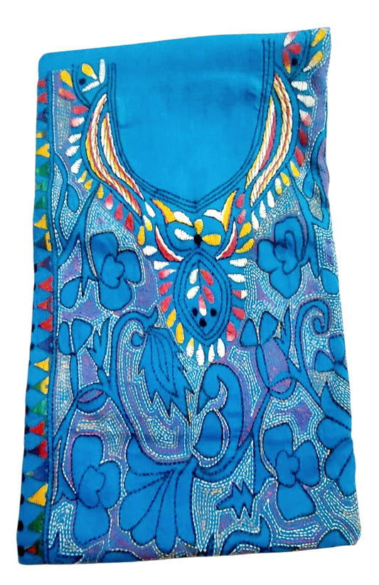 Purely Hand Embroidered Kantha Work Premium Pure Cotton Suit (3) Piece (Unstitched)