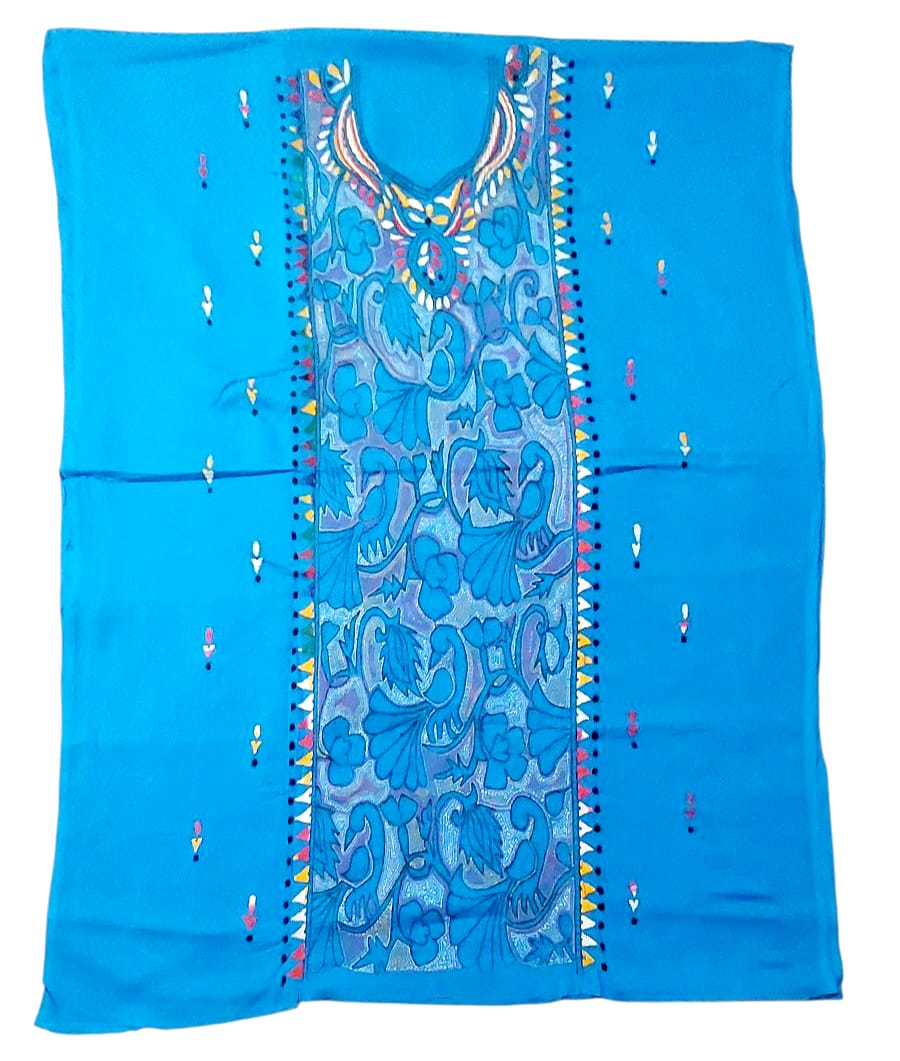 Purely Hand Embroidered Kantha Work Premium Pure Cotton Suit (3) Piece (Unstitched)