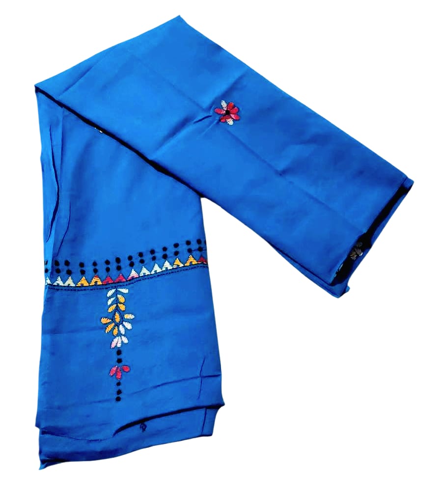 Purely Hand Embroidered Kantha Work Premium Pure Cotton Suit (3) Piece (Unstitched)
