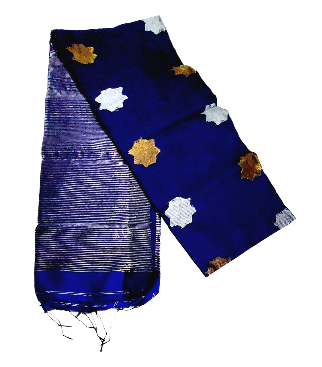 Matka Muslin Sarees With Copper & Silver Zari Work For Women & Girls