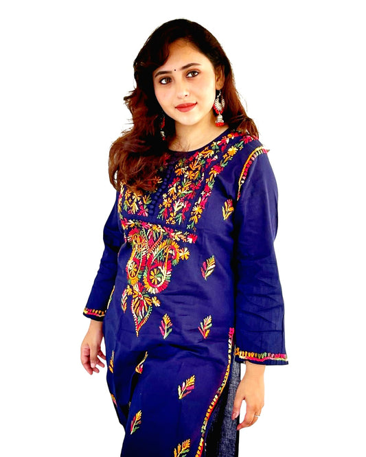 Pure Cotton Hand Embroidered Chikankari Kurtis For Women & Girls