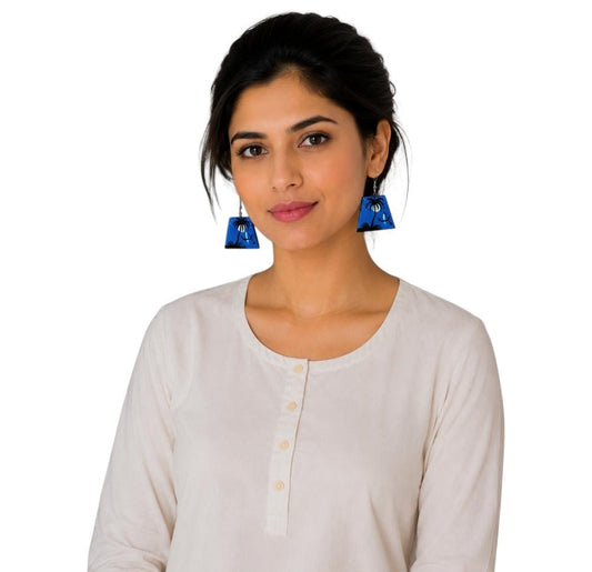 Purely Handmade & Handpainted Neem Wood Earrings