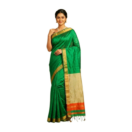 Maheshwari Cotton Silk Saree with Contrast Blouse & Contrast Pallu