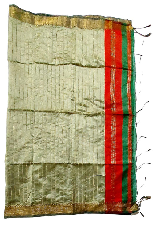 Maheshwari Cotton Silk Saree with Contrast Blouse & Contrast Pallu