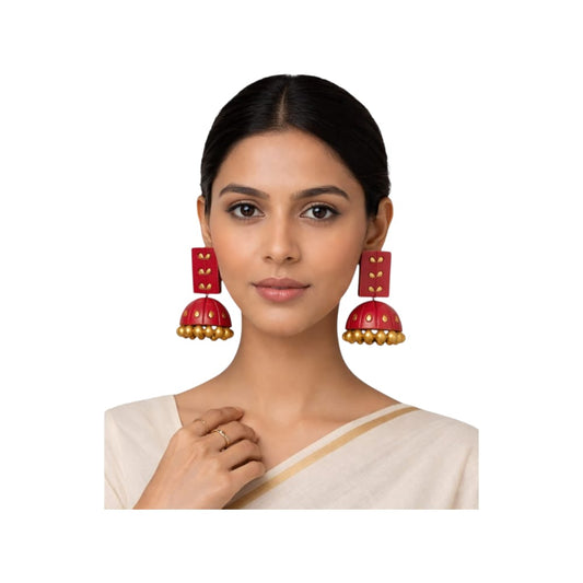 Terracotta Dual Coloured Small Jhumkas