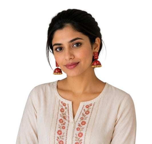 Terracotta Dual Coloured Small Jhumkas
