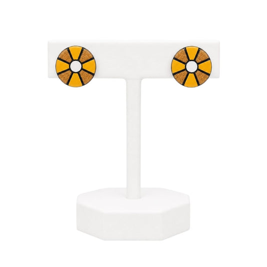 Lightweight Geometric Pinwheel Design Terracotta Stud Earrings