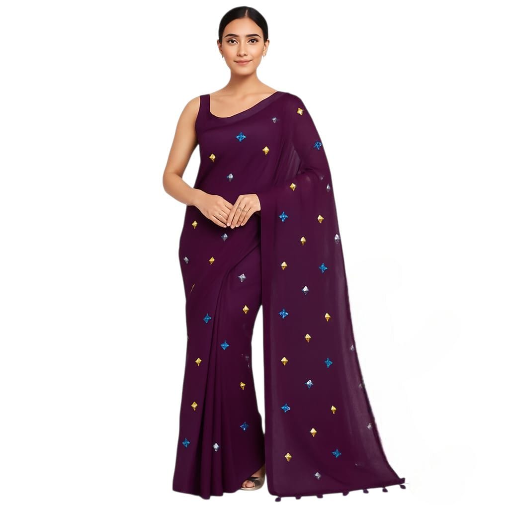Soft Lightweight Floral Embroidered Sarees