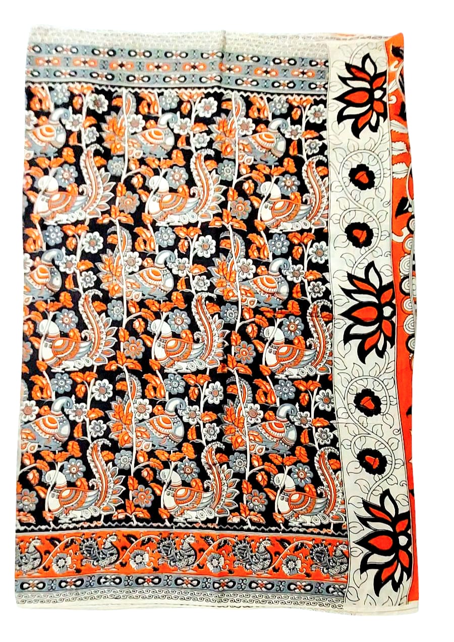 Women's Pure Cotton Hand Block Printed Kalamkari Sarees