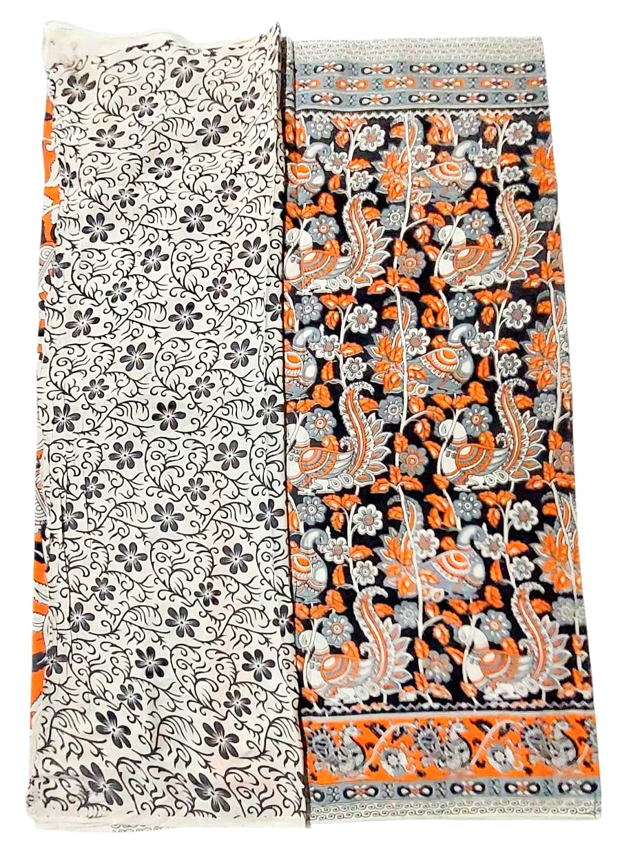 Women's Pure Cotton Hand Block Printed Kalamkari Sarees