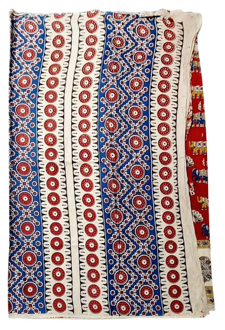 Women's Pure Cotton Hand Block Printed Kalamkari Sarees
