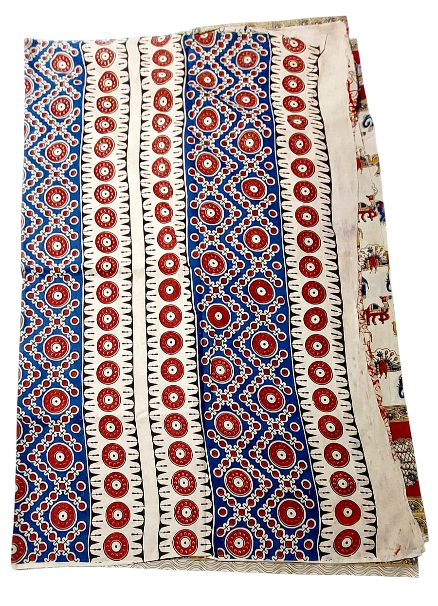 Women's Pure Cotton Hand Block Printed Kalamkari Sarees