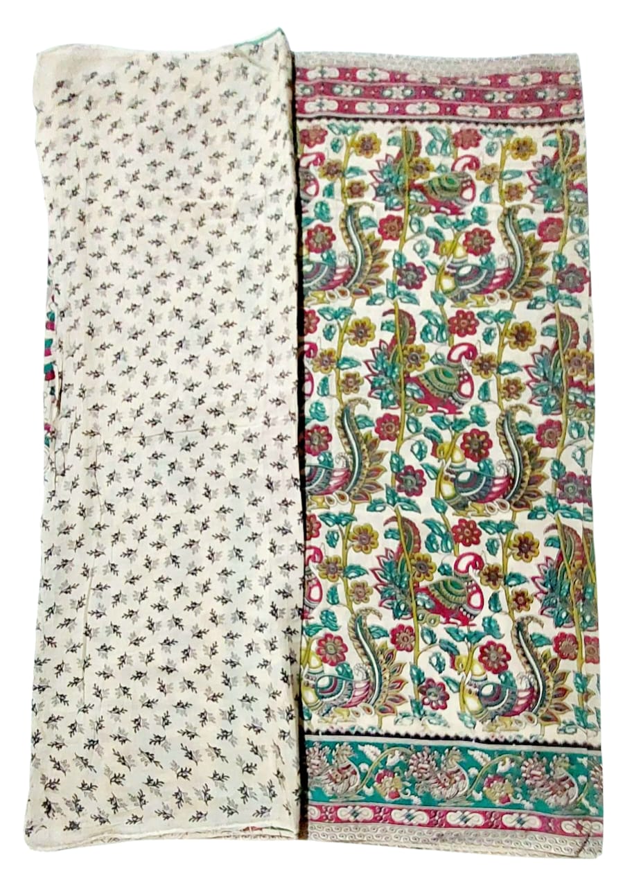 Women's Pure Cotton Hand Block Printed Kalamkari Sarees