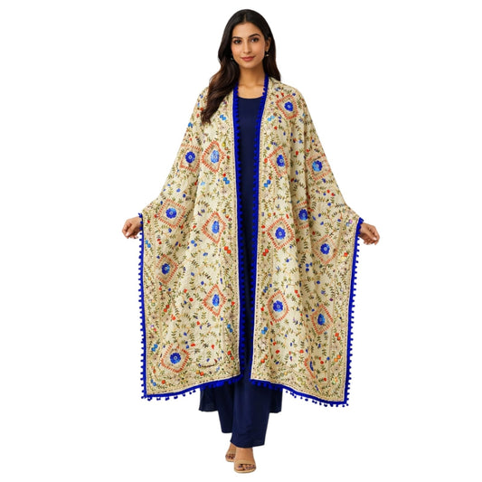Handcrafted Phulkari-Kantha Embroidered Mirror Work Dupatta