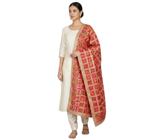Phulkari Work Chinon Dupatta