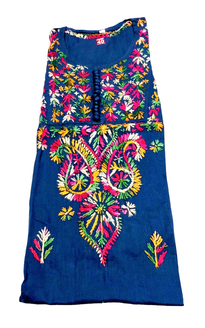 Pure Cotton Hand Embroidered Chikankari Kurtis For Women & Girls