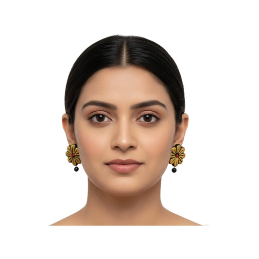 Floral Design Terracotta Stud Earrings