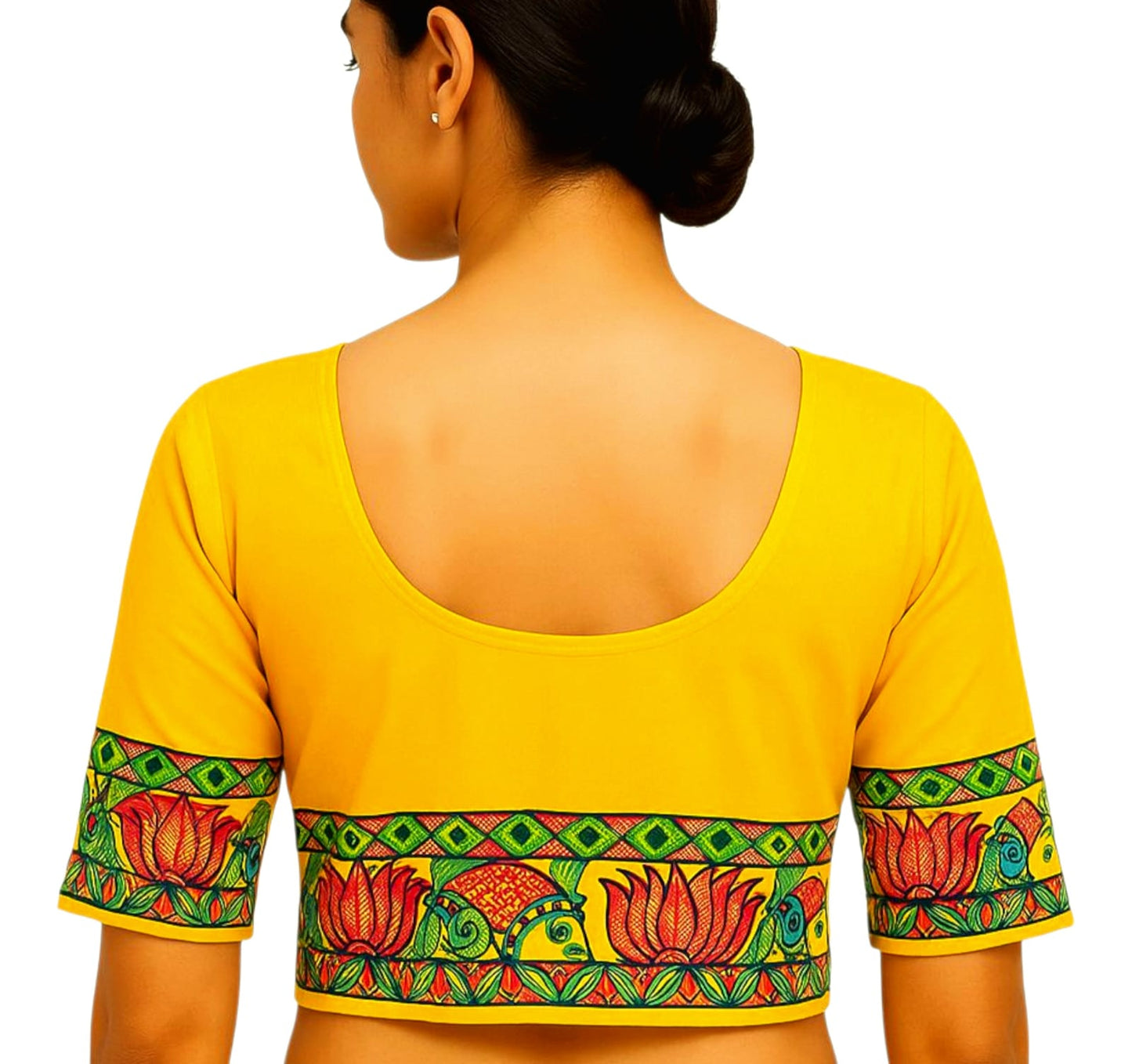 Fash Weave Cotton Silk Madhubani Hand-Painted Blouse Pieces for Women & Girls | Elegant Artisanal Designs Combining Traditional Craftsmanship and Modern Fashion
