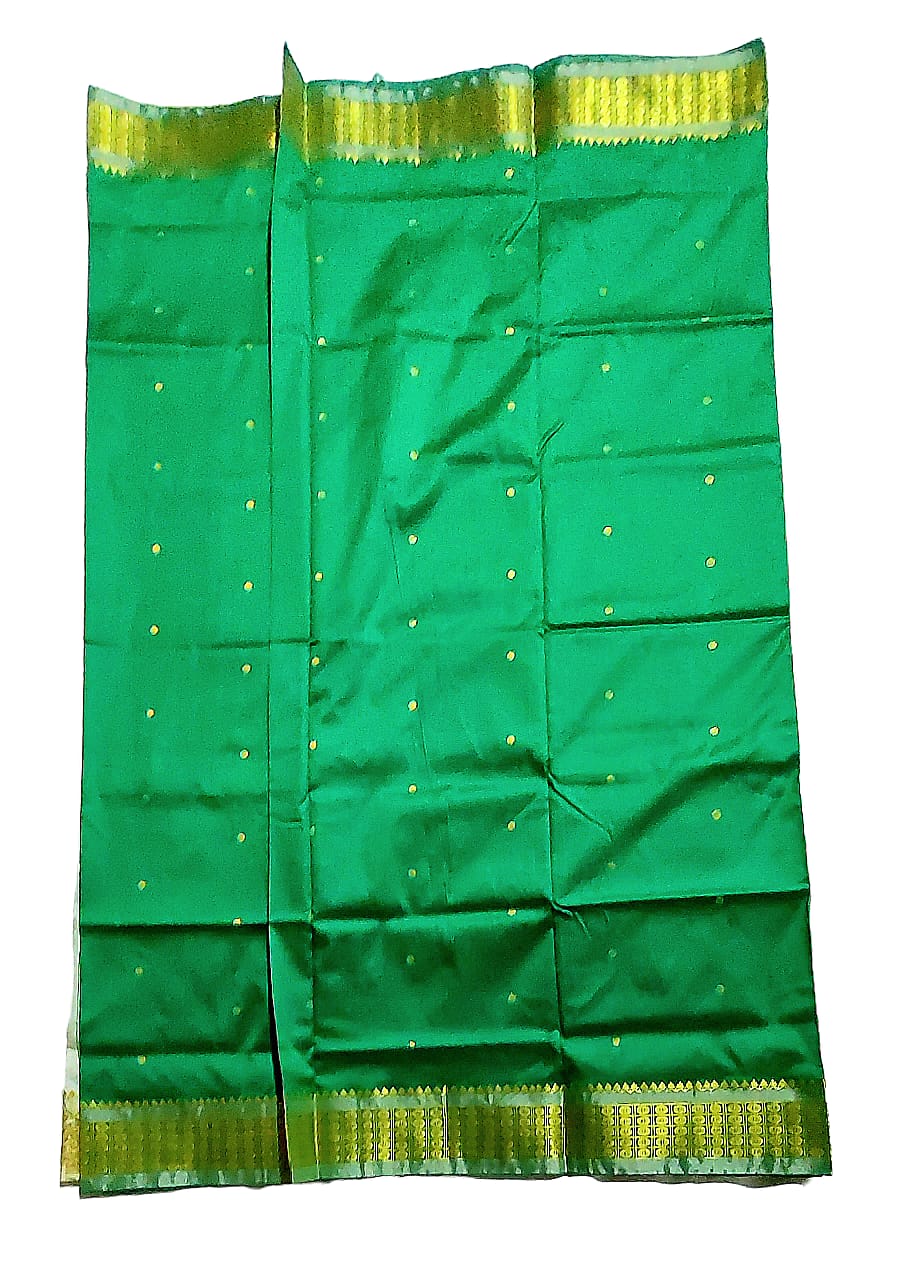 Women's Bomkai Silk Saree with Meenakari Thread & Golden Zari Work