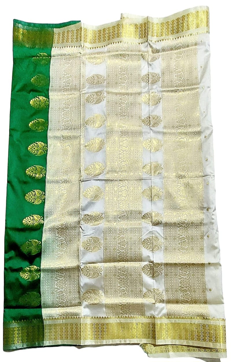 Women's Bomkai Silk Saree with Meenakari Thread & Golden Zari Work