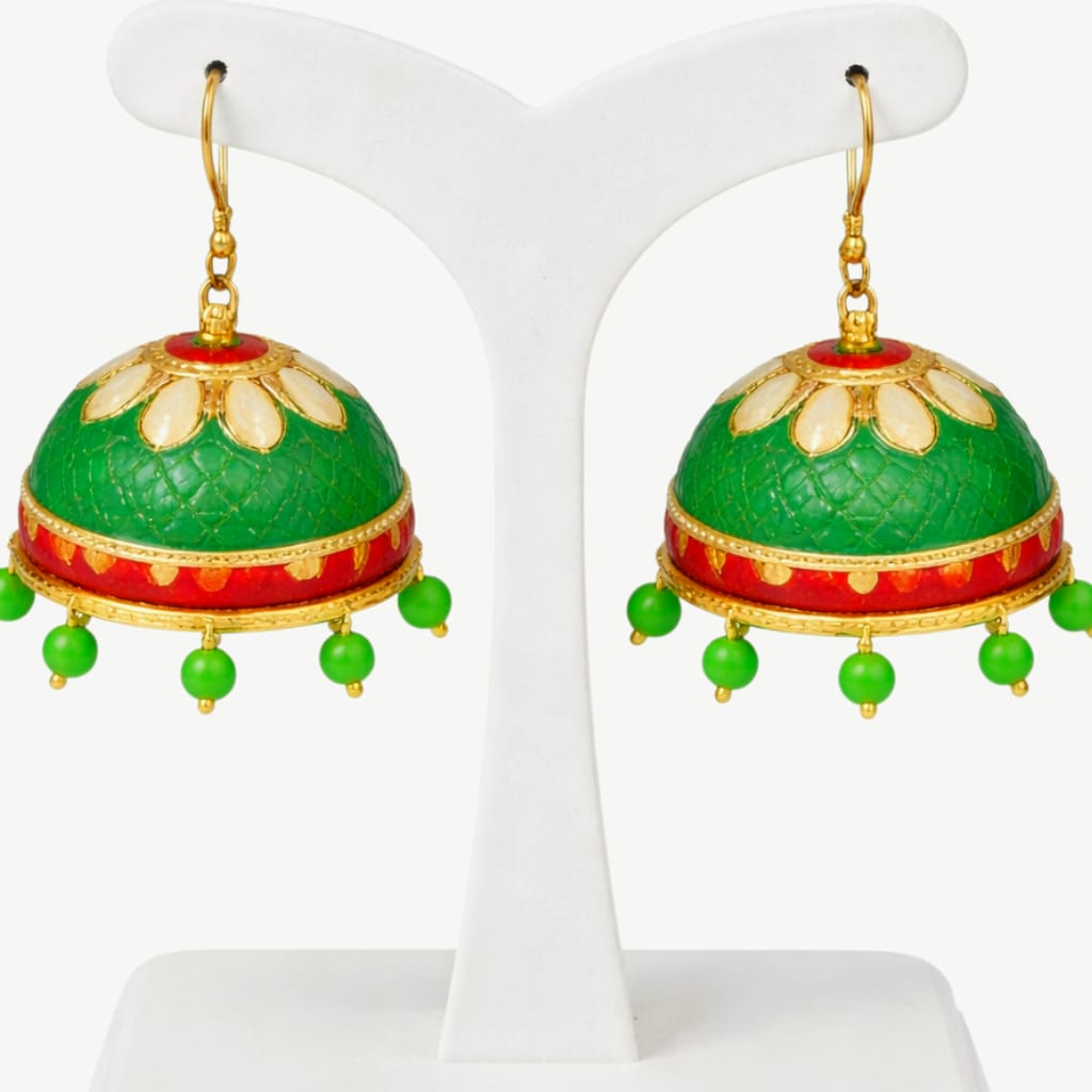 Terracotta Multicolour Designer Jhumka Earrings