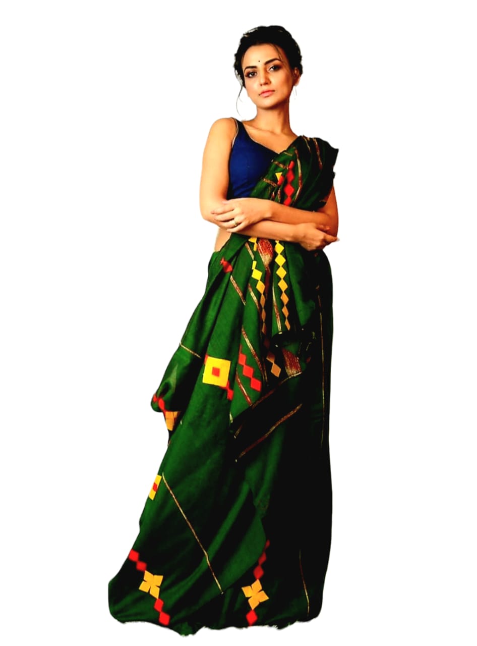 Pure Khadi Cotton Applique Saree