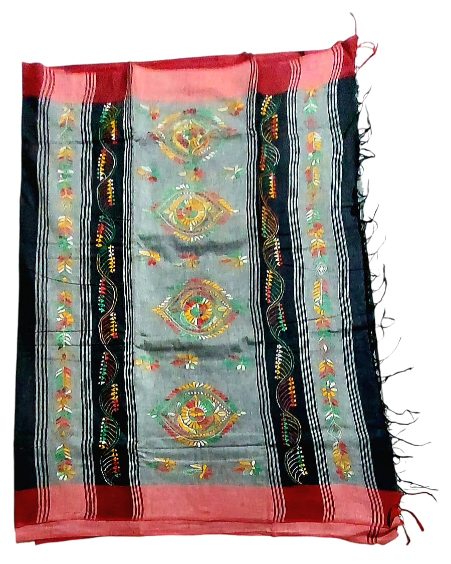 Purely Hand Embroidered Khadi Kantha Saree