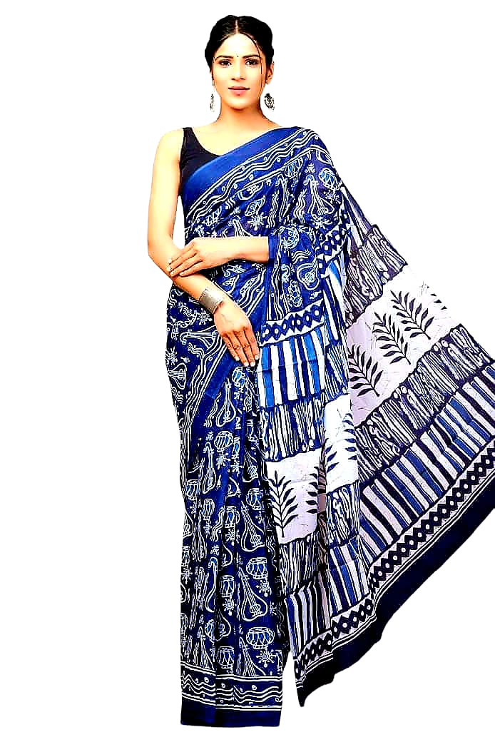 Pure Soft Cotton Hand Block Printed Sarees