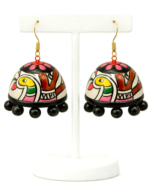 Terracotta Multicolour Designer Jhumka Earrings