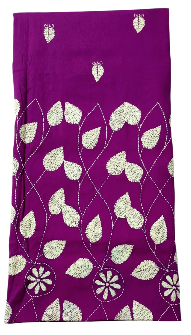 Hand Embroidered Pure Cotton Kantha Kurti Fabric